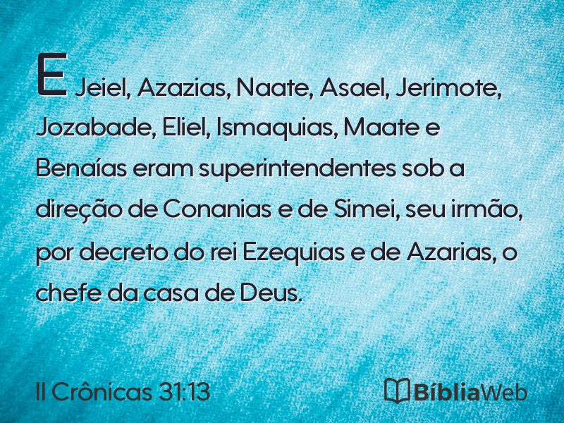 II Crônicas 31:13 em imagem para compartilhar