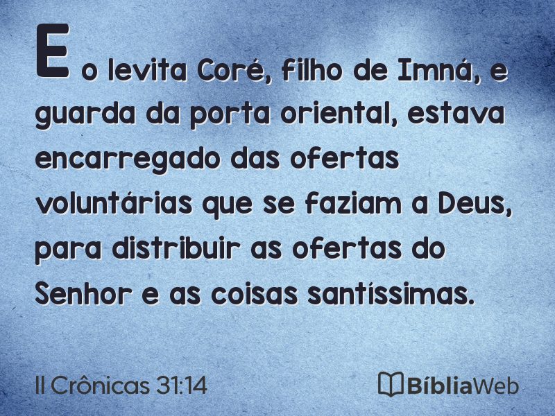 II Crônicas 31:14 em imagem para compartilhar