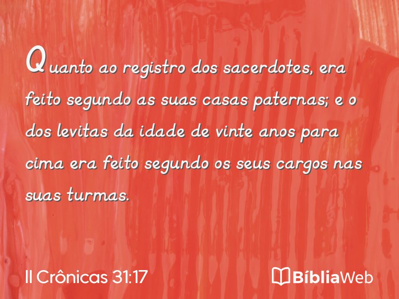 II Crônicas 31:17 em imagem para compartilhar