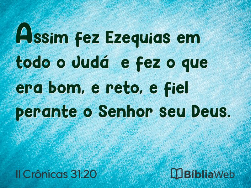 II Crônicas 31:20 em imagem para compartilhar