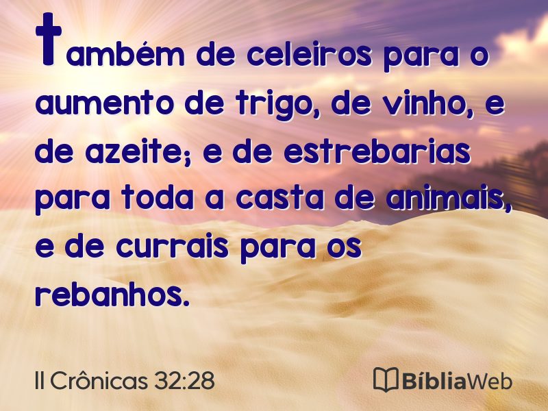 II Crônicas 32:28 em imagem para compartilhar