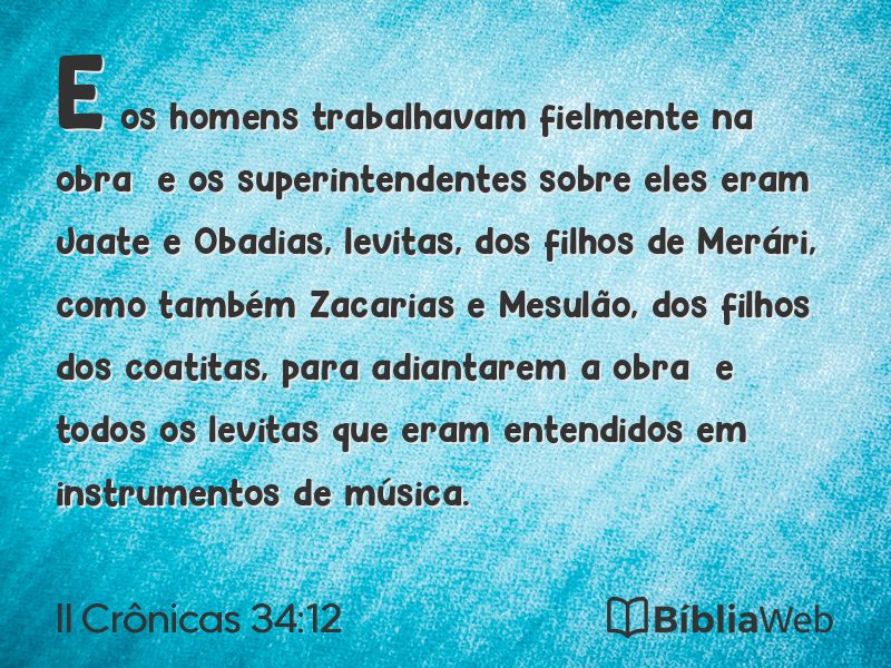 II Crônicas 34:12 em imagem para compartilhar