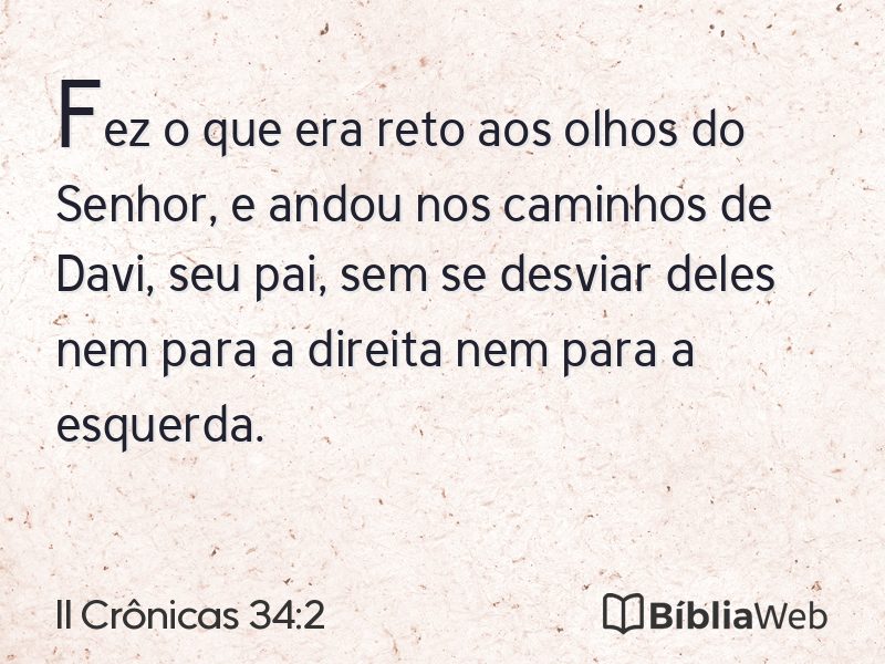 II Crônicas 34:2 em imagem para compartilhar