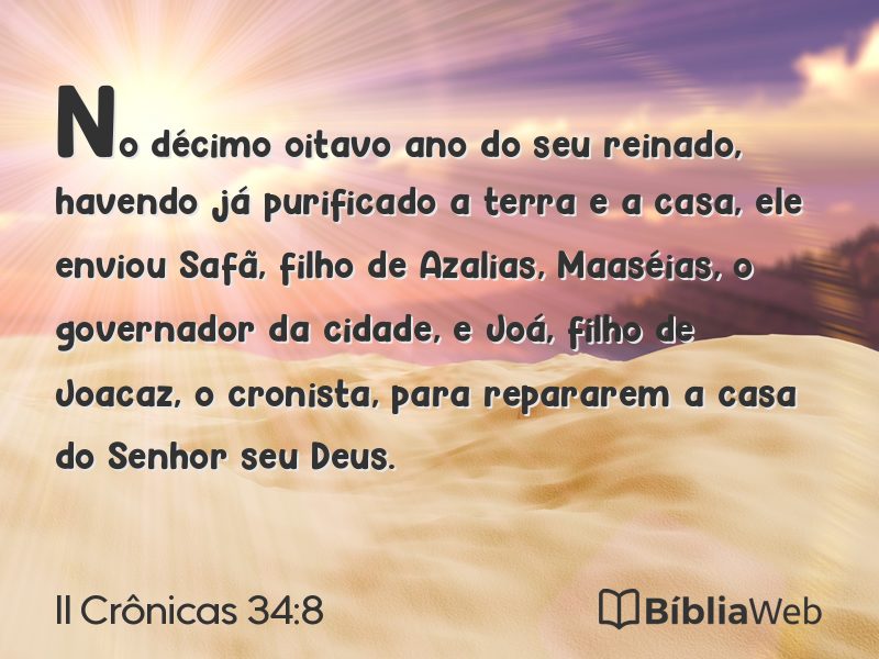 II Crônicas 34:8 em imagem para compartilhar