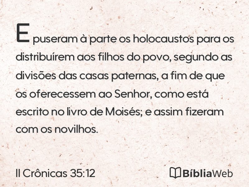II Crônicas 35:12 em imagem para compartilhar