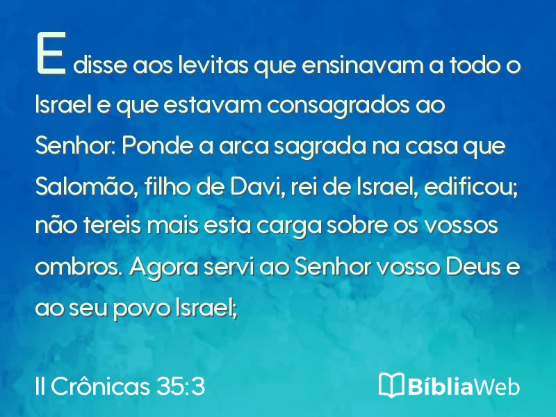 II Crônicas 35:3 em imagem para compartilhar