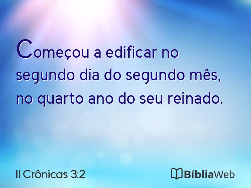 II Crônicas 3:2 em imagem para compartilhar