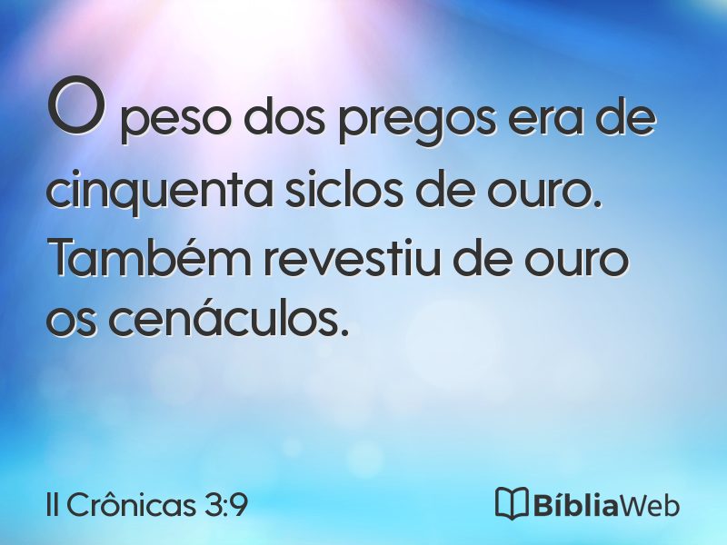 II Crônicas 3:9 em imagem para compartilhar
