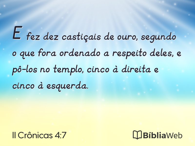 II Crônicas 4:7 em imagem para compartilhar