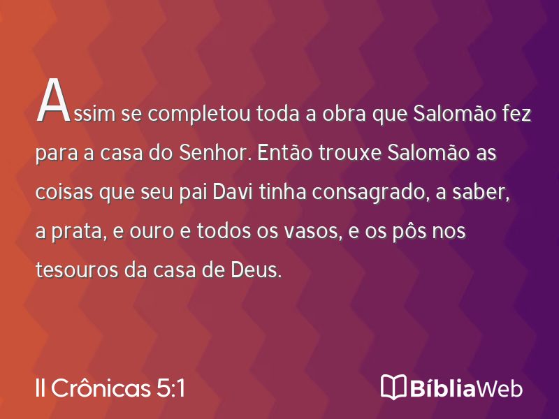 II Crônicas 5:1 em imagem para compartilhar