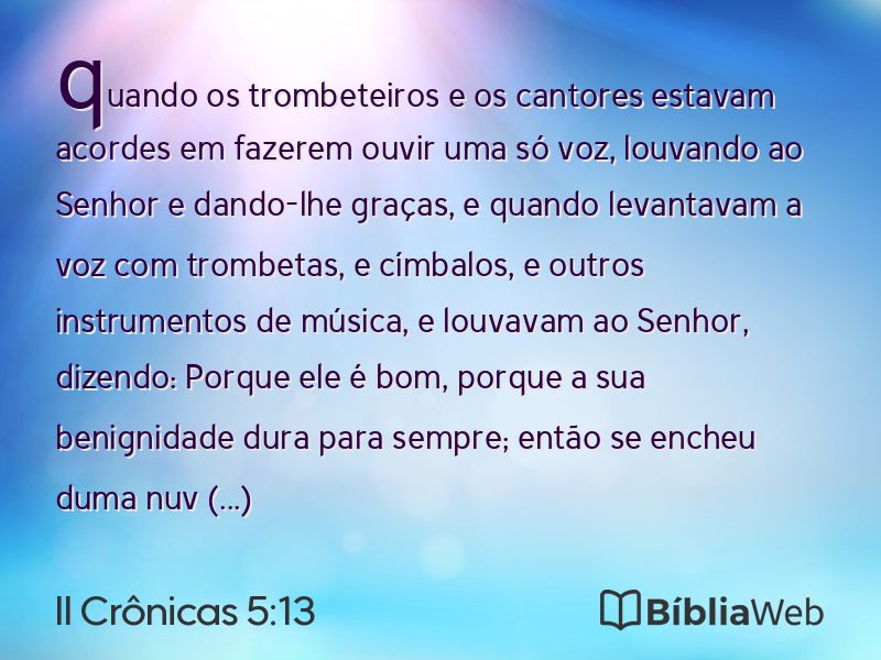 II Crônicas 5:13 em imagem para compartilhar