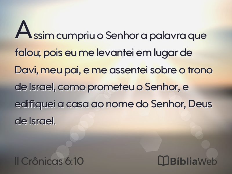 II Crônicas 6:10 em imagem para compartilhar