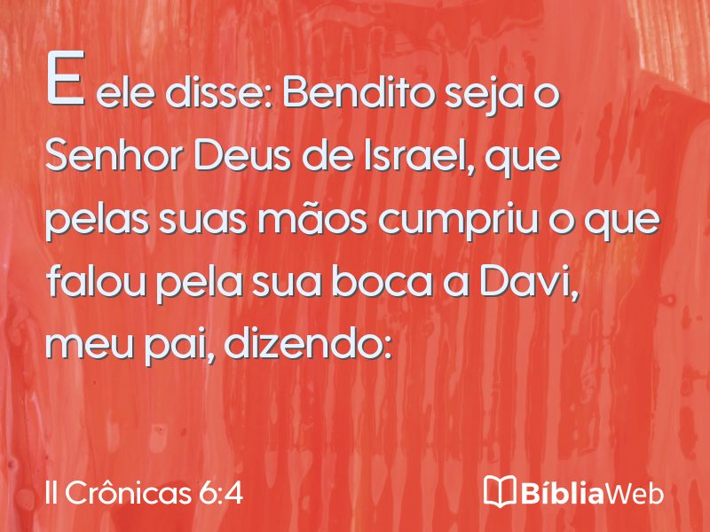 II Crônicas 6:4 em imagem para compartilhar