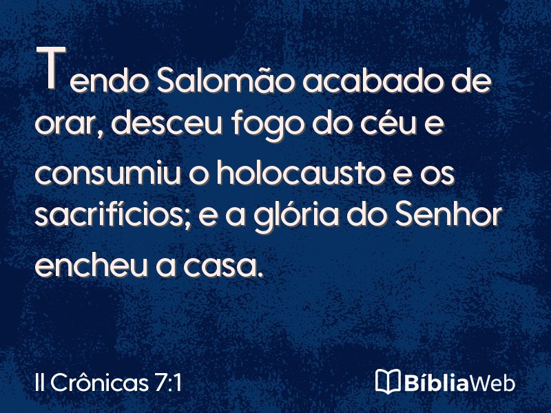 II Crônicas 7:1 em imagem para compartilhar