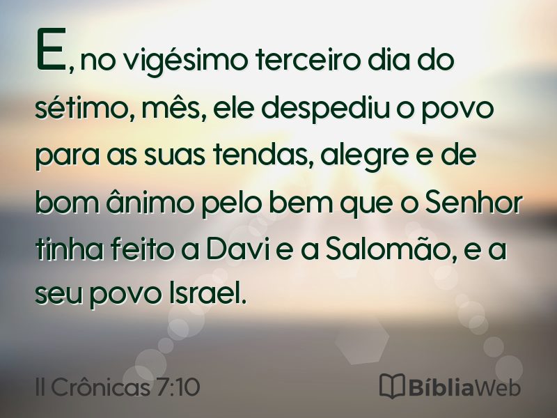 II Crônicas 7:10 em imagem para compartilhar