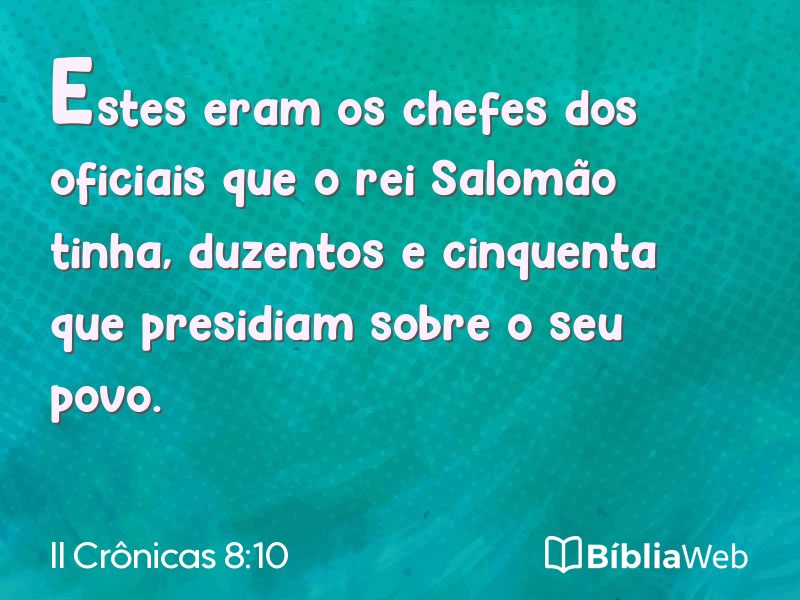 II Crônicas 8:10 em imagem para compartilhar