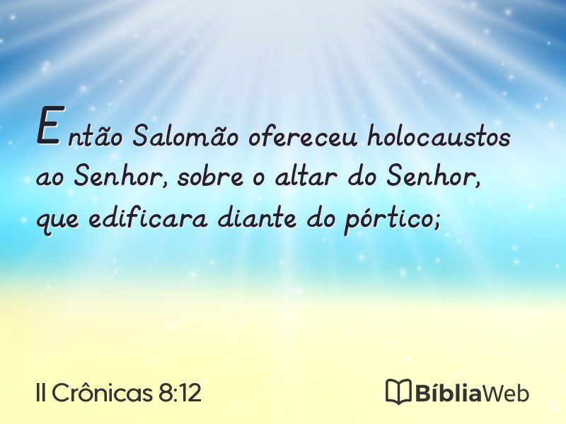 II Crônicas 8:12 em imagem para compartilhar