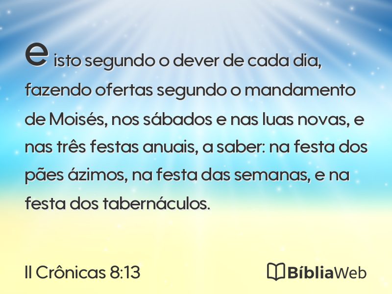 II Crônicas 8:13 em imagem para compartilhar