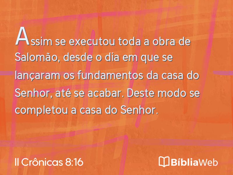 II Crônicas 8:16 em imagem para compartilhar
