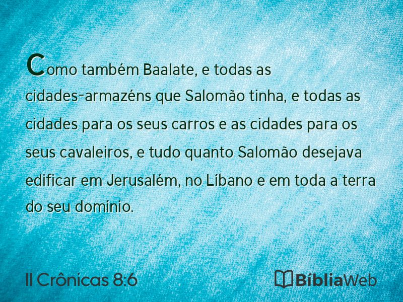 II Crônicas 8:6 em imagem para compartilhar