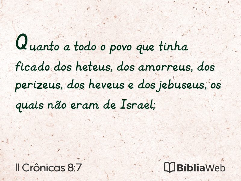 II Crônicas 8:7 em imagem para compartilhar