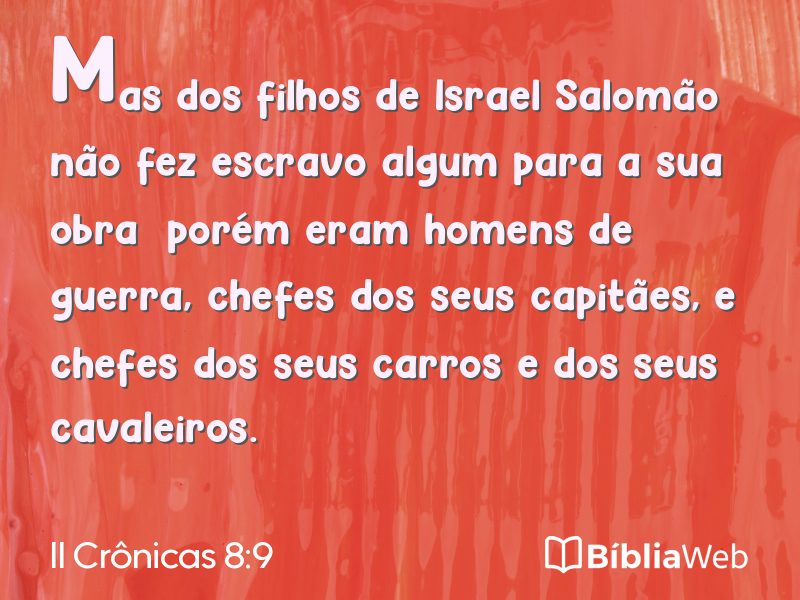 II Crônicas 8:9 em imagem para compartilhar