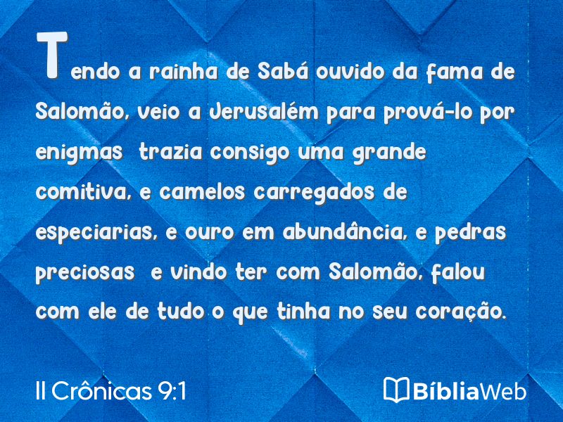 II Crônicas 9:1 em imagem para compartilhar
