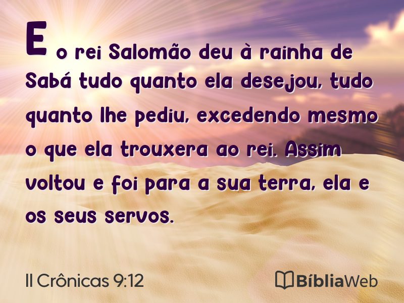 II Crônicas 9:12 em imagem para compartilhar
