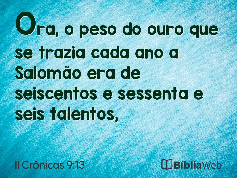 II Crônicas 9:13 em imagem para compartilhar