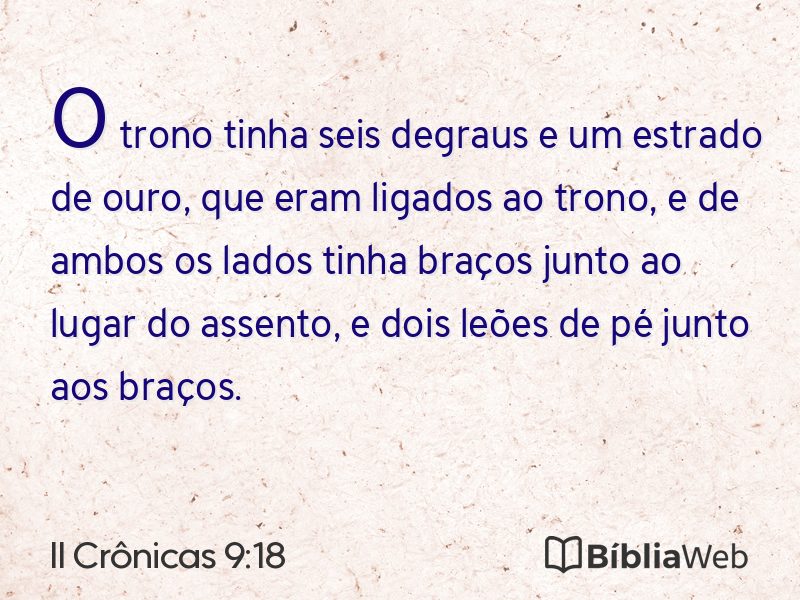 II Crônicas 9:18 em imagem para compartilhar