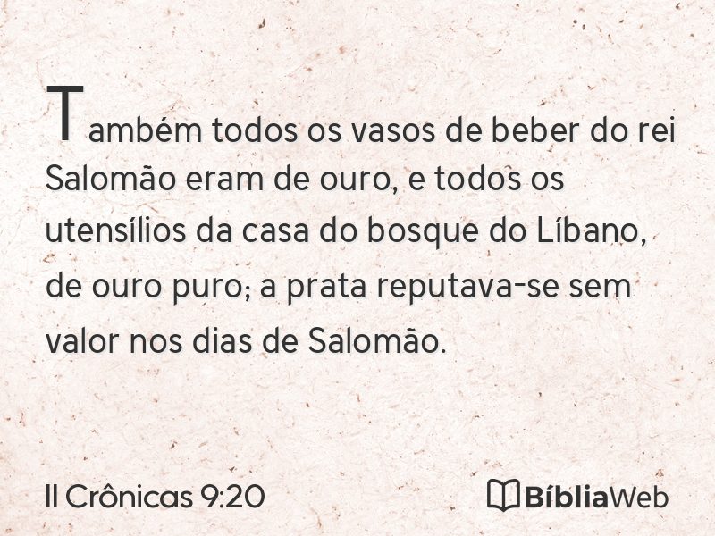 II Crônicas 9:20 em imagem para compartilhar
