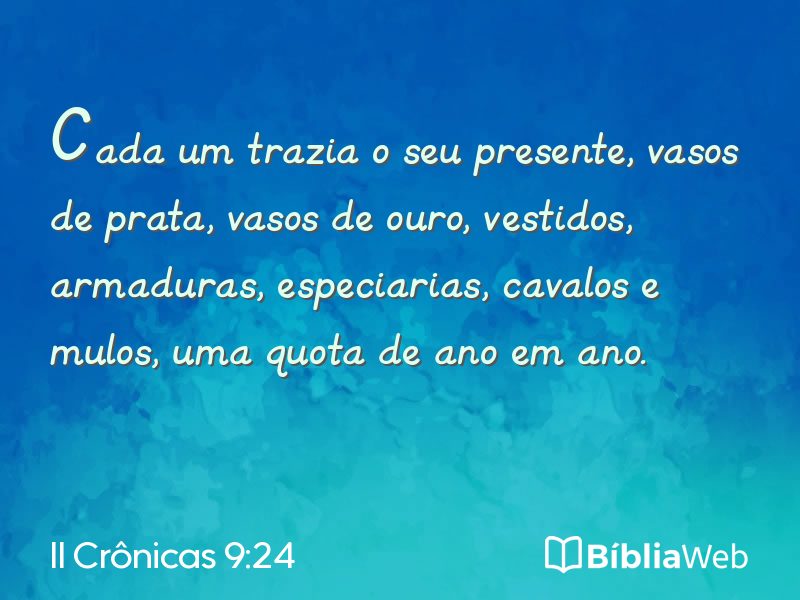 II Crônicas 9:24 em imagem para compartilhar