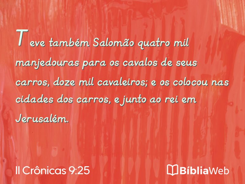 II Crônicas 9:25 em imagem para compartilhar
