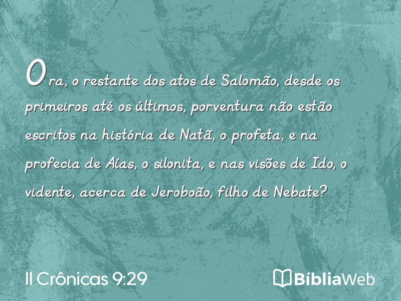 II Crônicas 9:29 em imagem para compartilhar