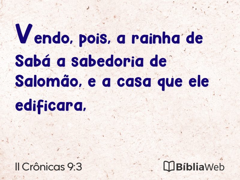 II Crônicas 9:3 em imagem para compartilhar