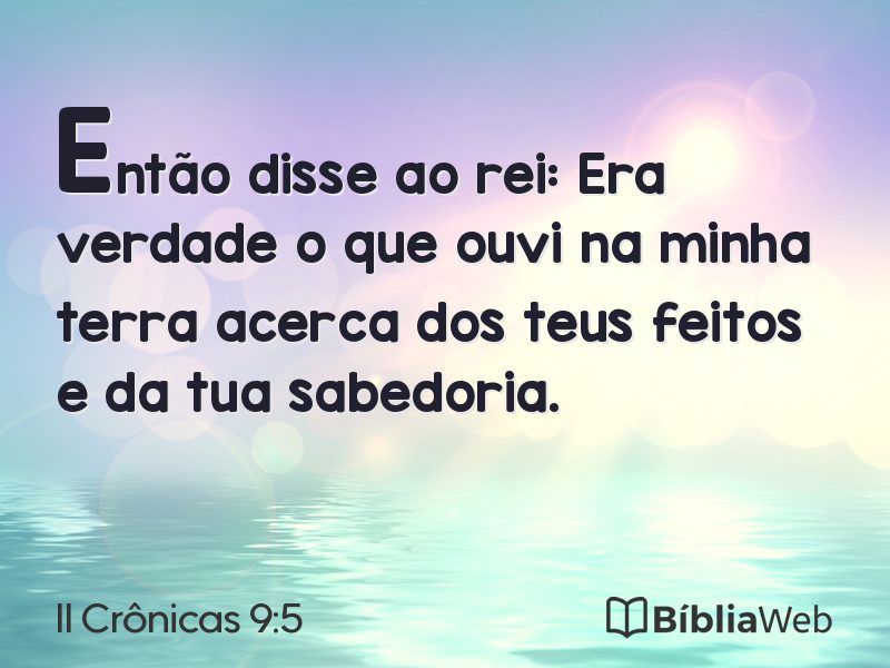 II Crônicas 9:5 em imagem para compartilhar