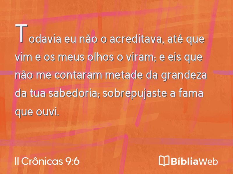 II Crônicas 9:6 em imagem para compartilhar