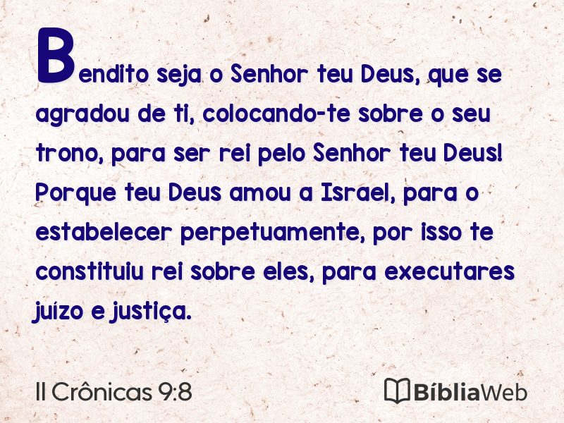 II Crônicas 9:8 em imagem para compartilhar