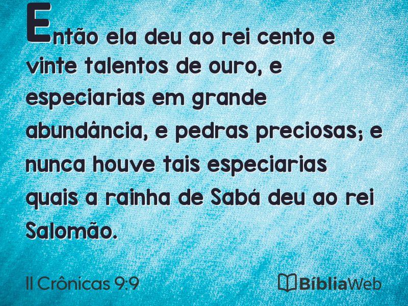 II Crônicas 9:9 em imagem para compartilhar