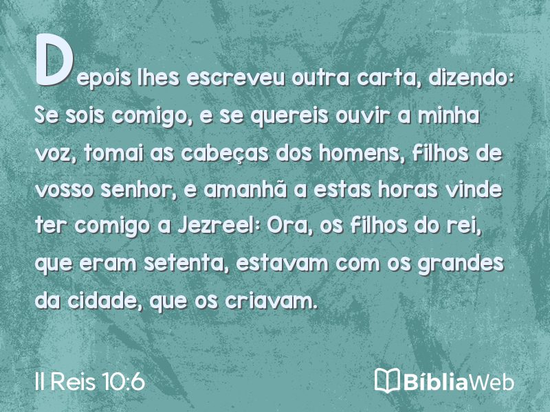 II Reis 10:6 em imagem para compartilhar