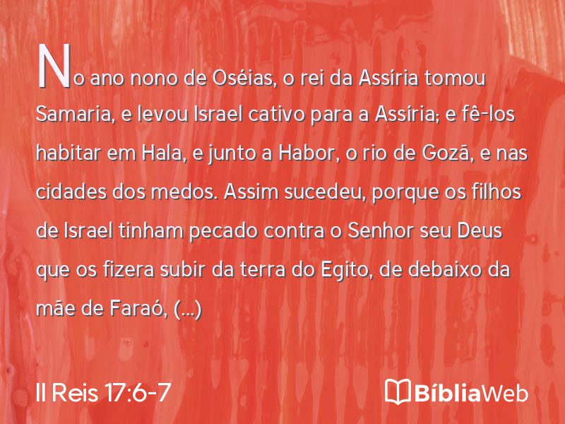 II Reis 17:6-7 em imagem para compartilhar