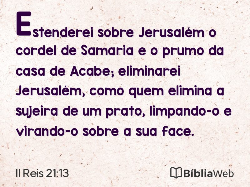 II Reis 21:13 em imagem para compartilhar