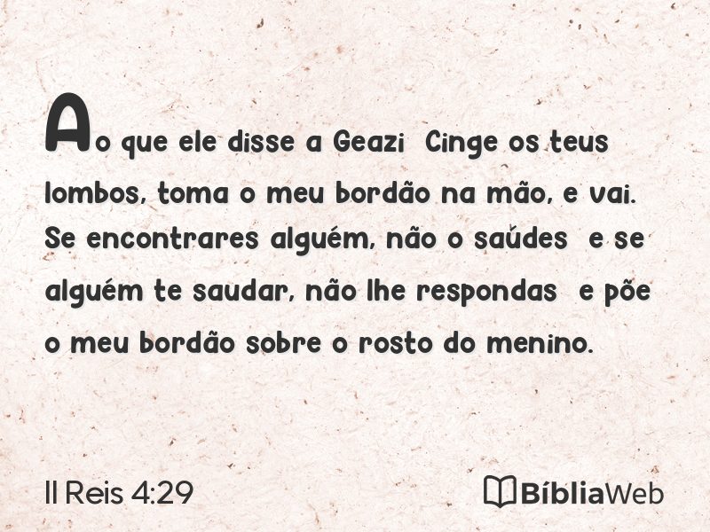 II Reis 4:29 em imagem para compartilhar