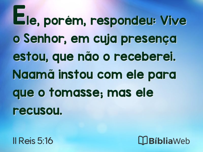 II Reis 5:16 em imagem para compartilhar