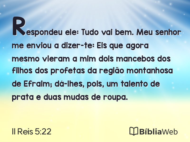 II Reis 5:22 em imagem para compartilhar
