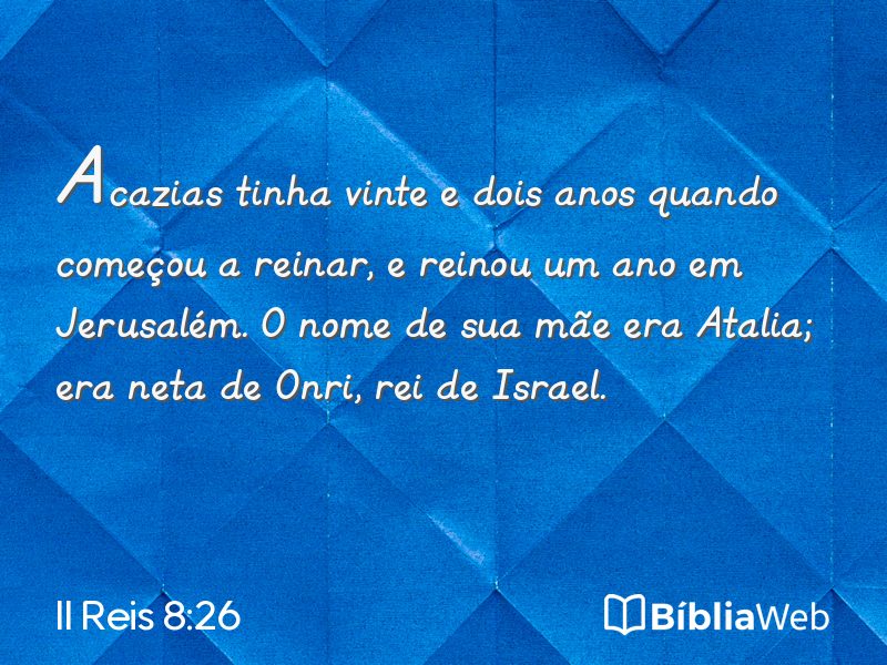 II Reis 8:26 em imagem para compartilhar