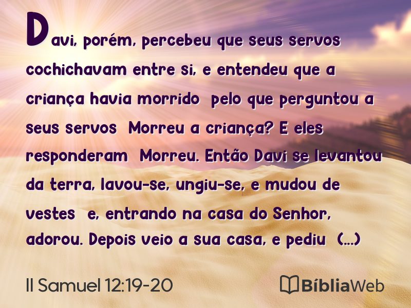 II Samuel 12:19-20 em imagem para compartilhar