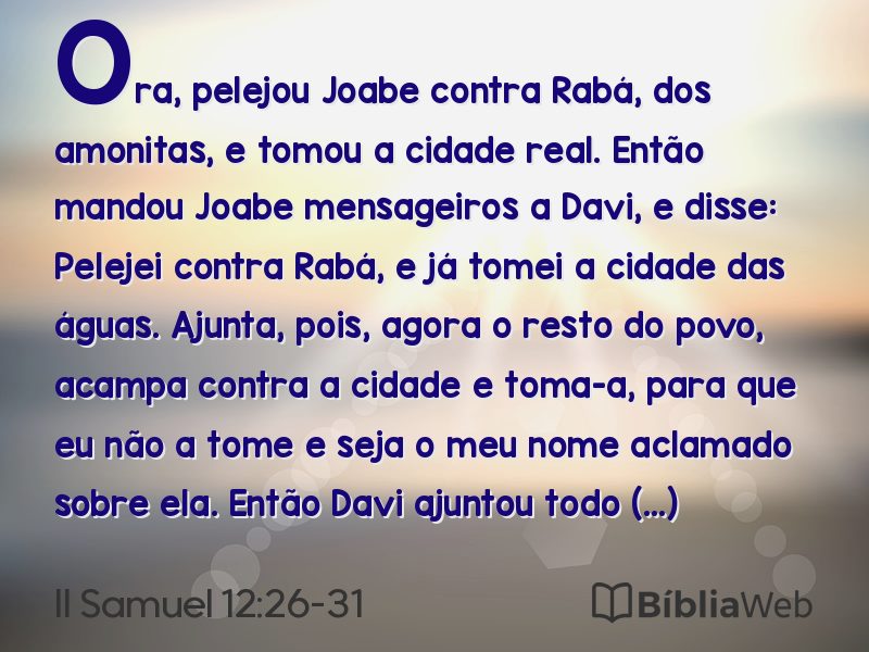 II Samuel 12:26-31 em imagem para compartilhar