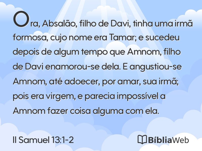 II Samuel 13:1-2 em imagem para compartilhar