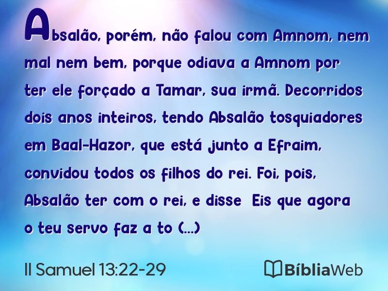 II Samuel 13:22-29 em imagem para compartilhar